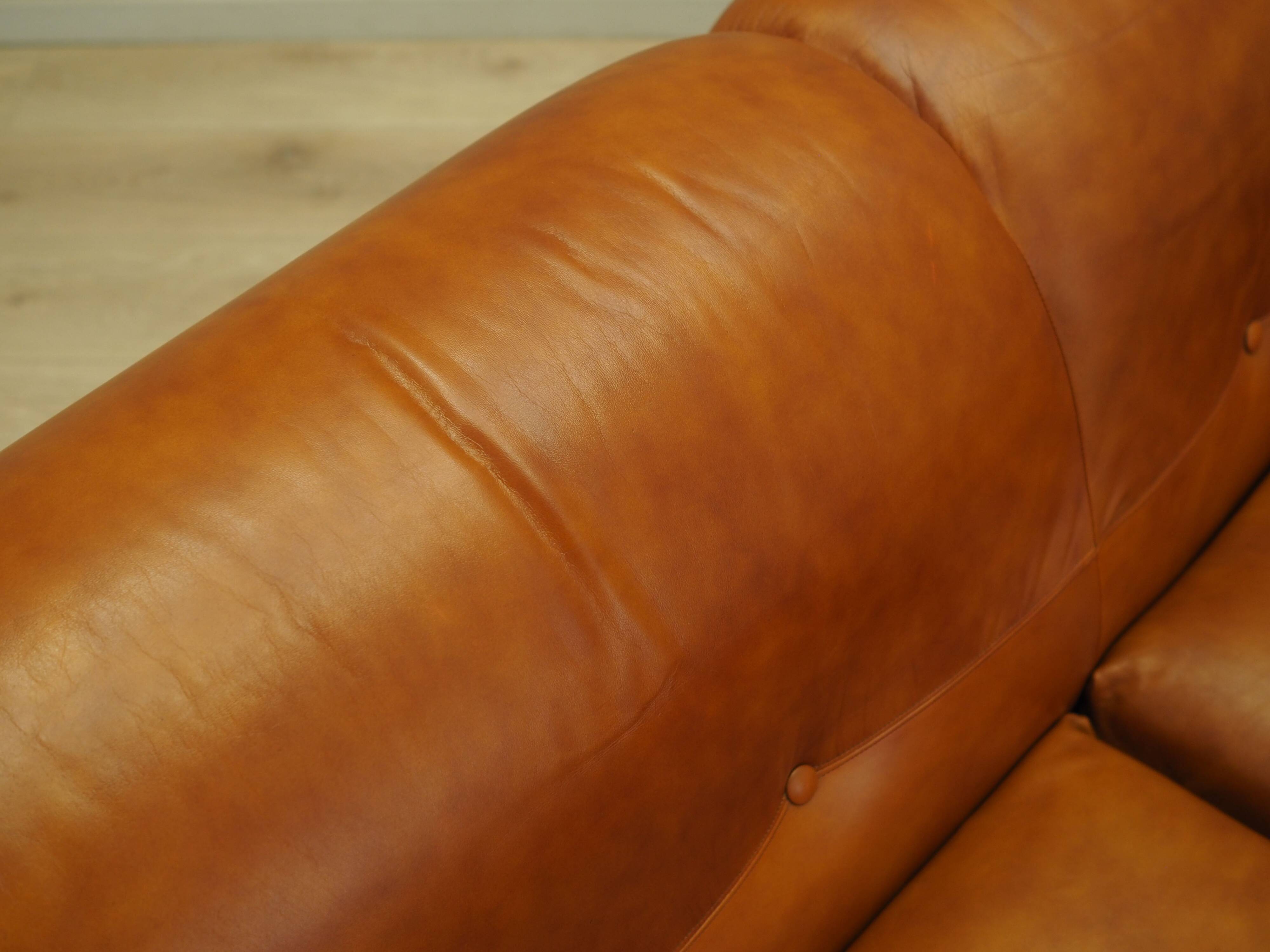 Canapé en cuir marron, Italie années 1970