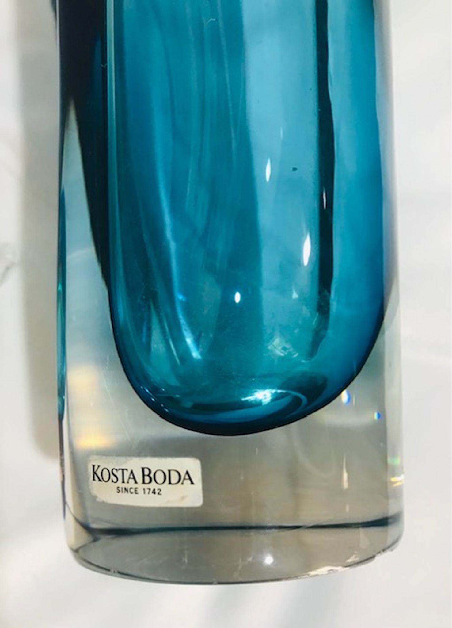 Kosta boda vase in purple glass blue green and transparent