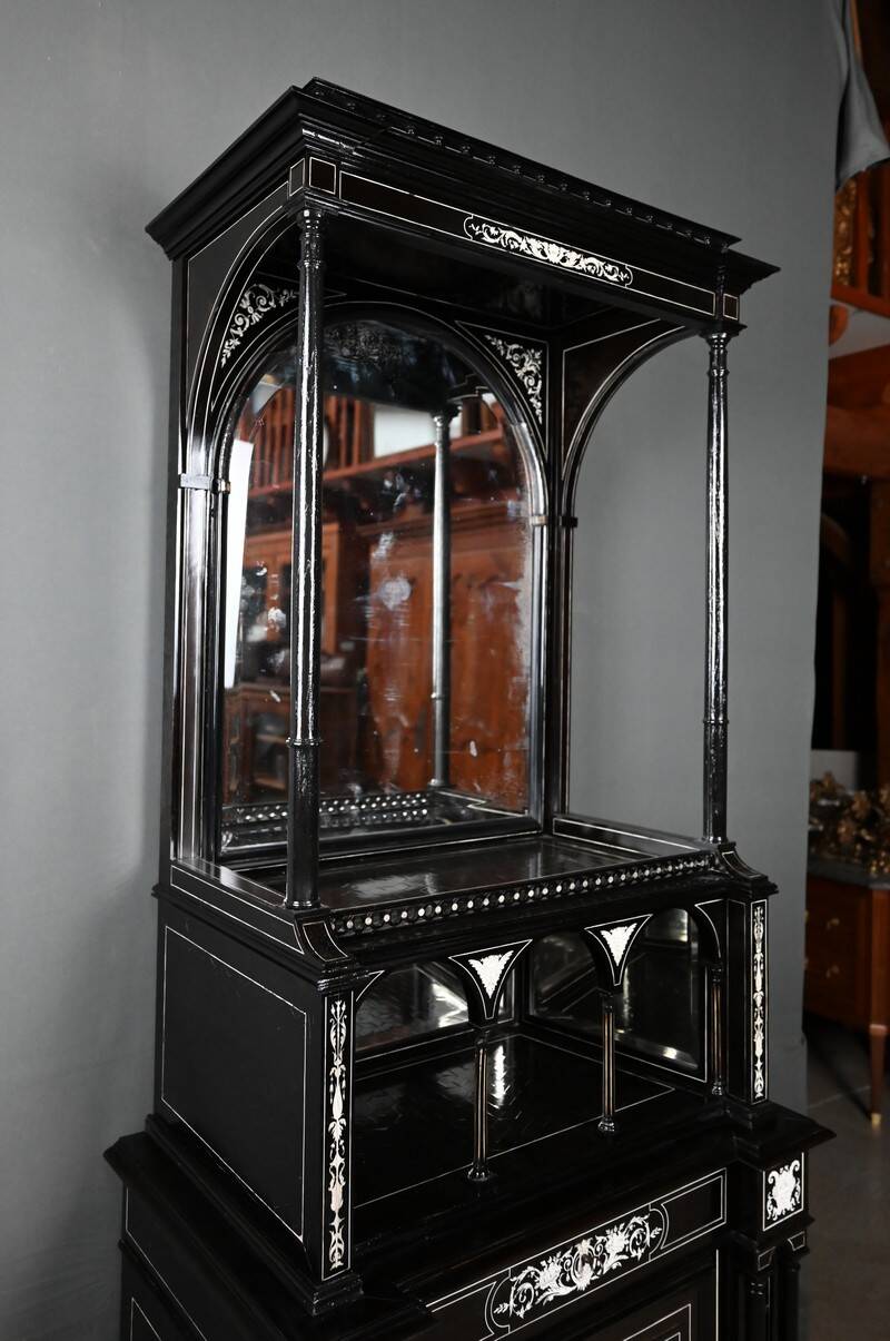 Display Cabinet in Blackened Pear Wood, Napoléon III period – 2nd half of the 19th century