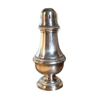 Large silver-plated metal sugar shaker, Godrons pattern