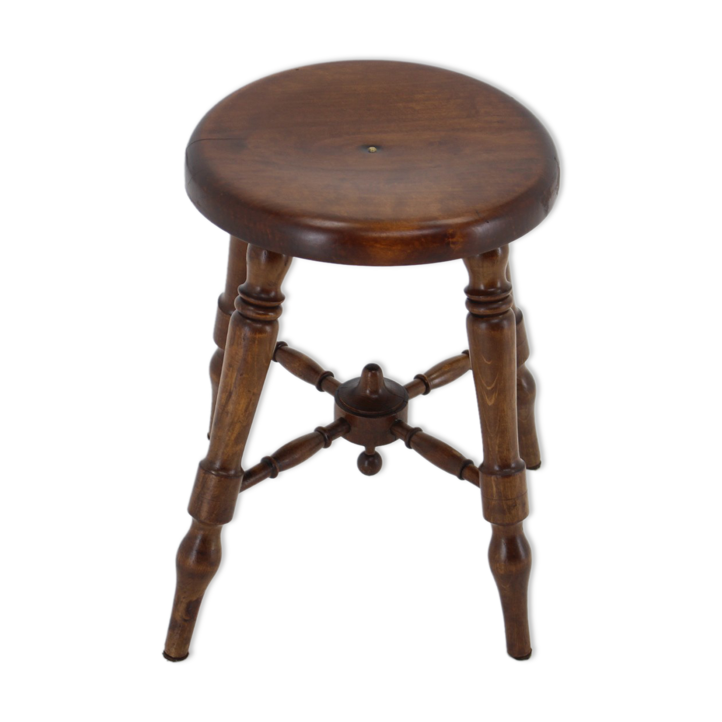 1940s Wooden Stool, Czechoslovakia