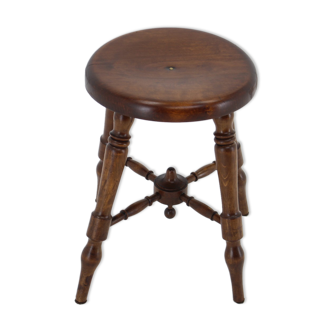 1940s Wooden Stool, Czechoslovakia