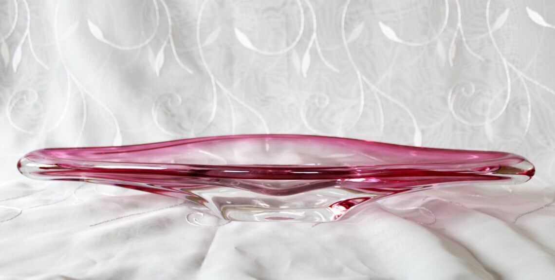 Coupe Val Saint Lambert VSL rose Belgique vide poche