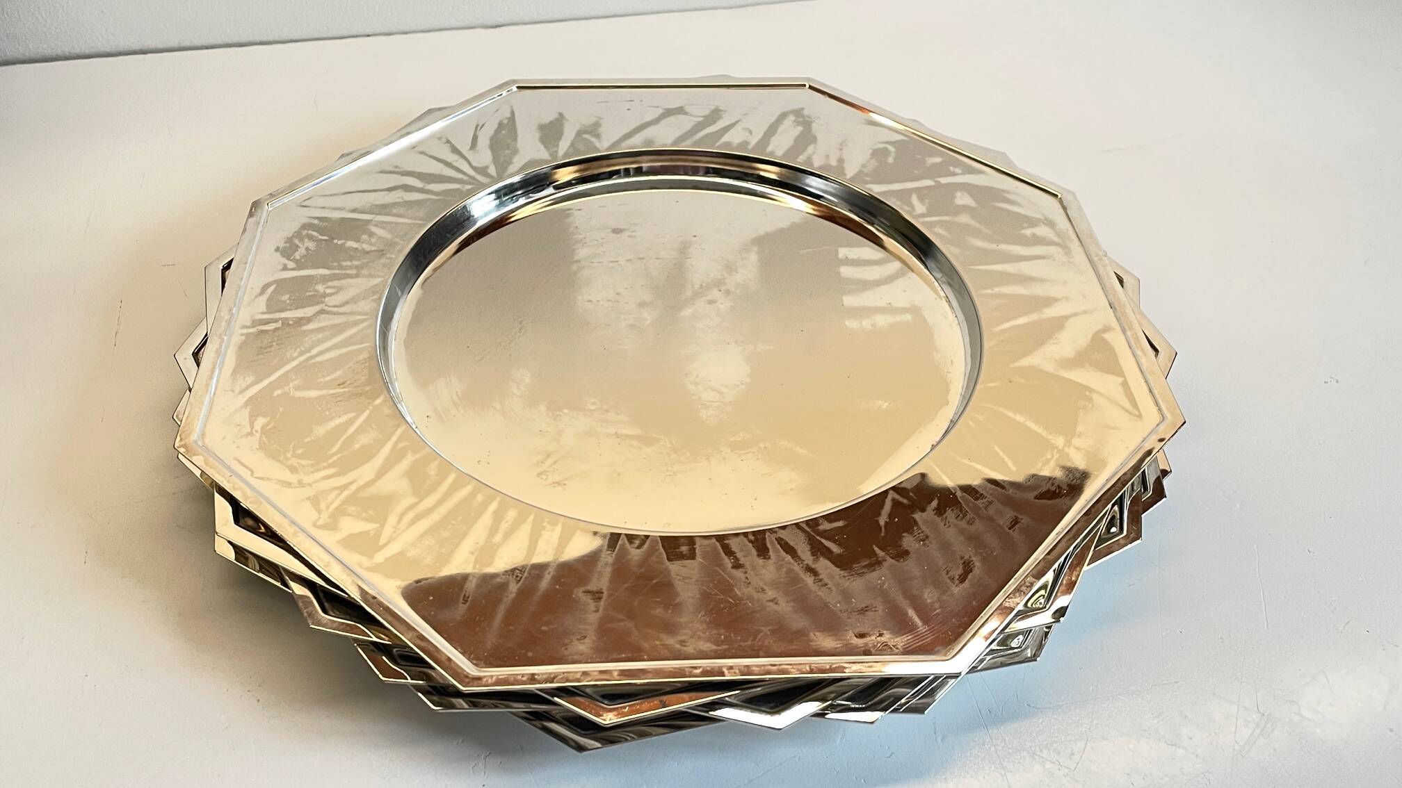 6 Vintage Silver-Plated Metal Plates and Dishes
