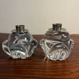 Pair of JB France crystal candlesticks