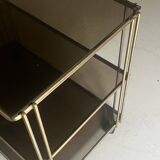 Hi-fi or TV cabinet in wired metal & smoked glass in the Sauze style, 1970