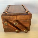 Old wooden cigarette box and ashtray