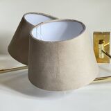 articulated brass and velvet wall light