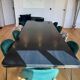 Large dining table in BS Style made of black oak and iron.