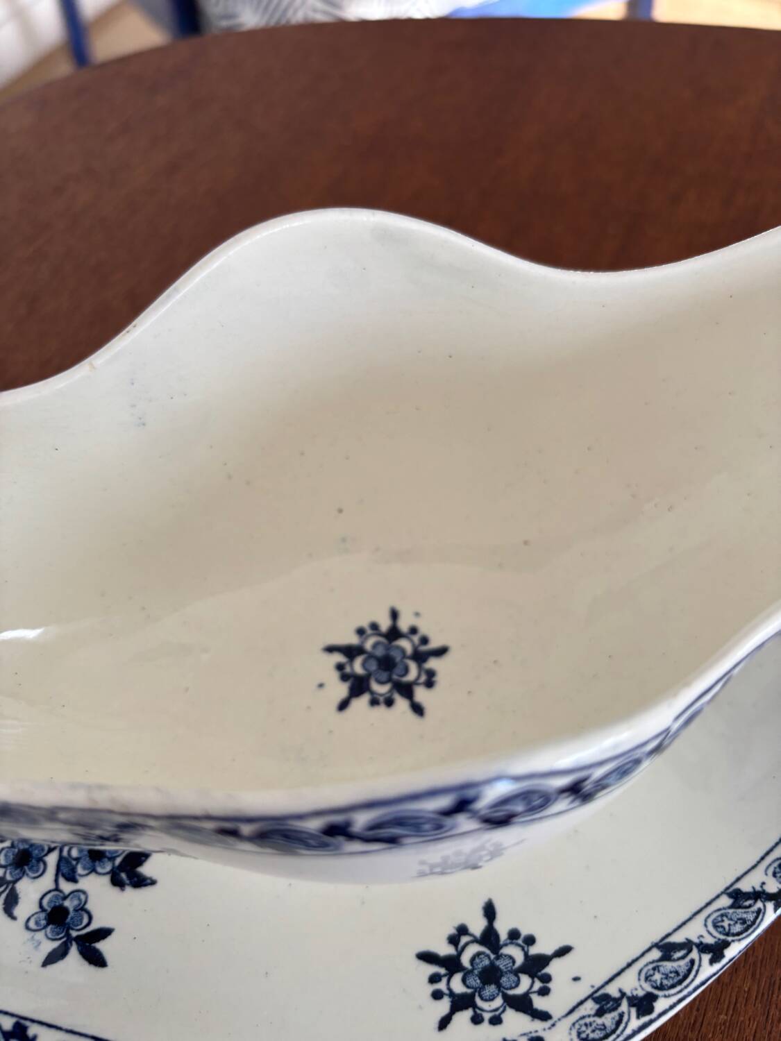 Antique ironstone sauceboat | Blue and white earthenware | Tableware