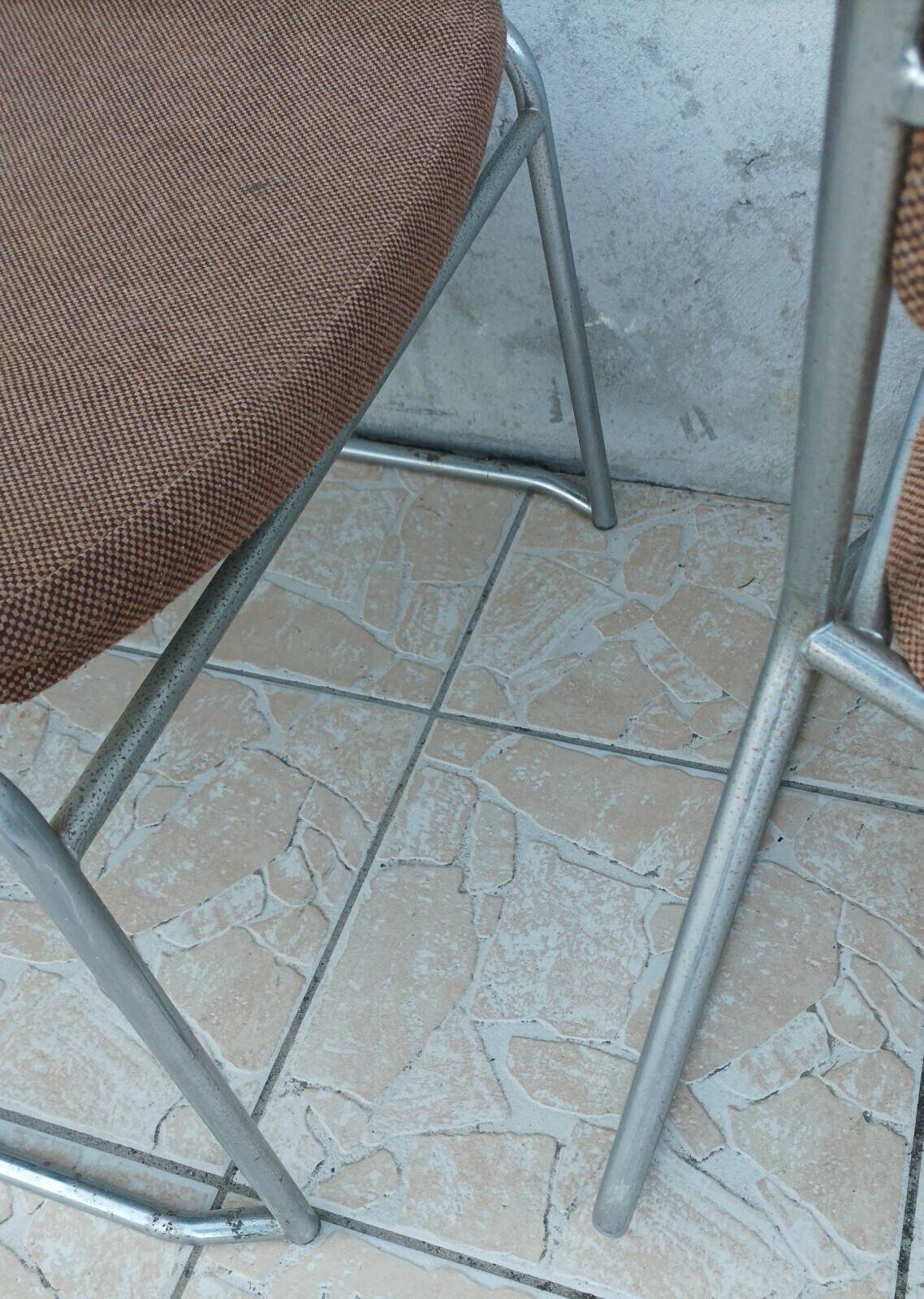 Set of 6 vintage low chrome metal chairs