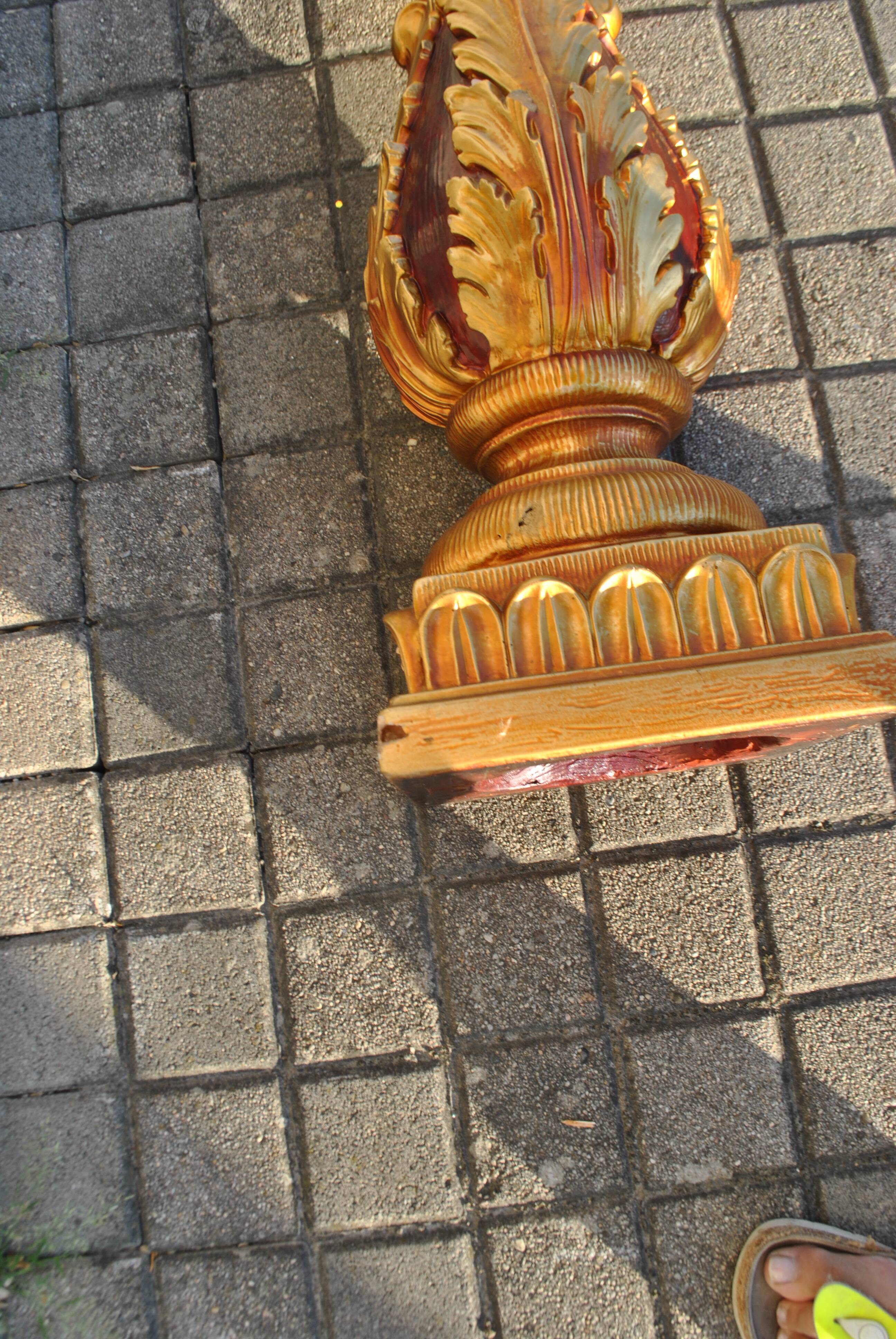 Decorative plaster column - gold lamp base - Creation JP France