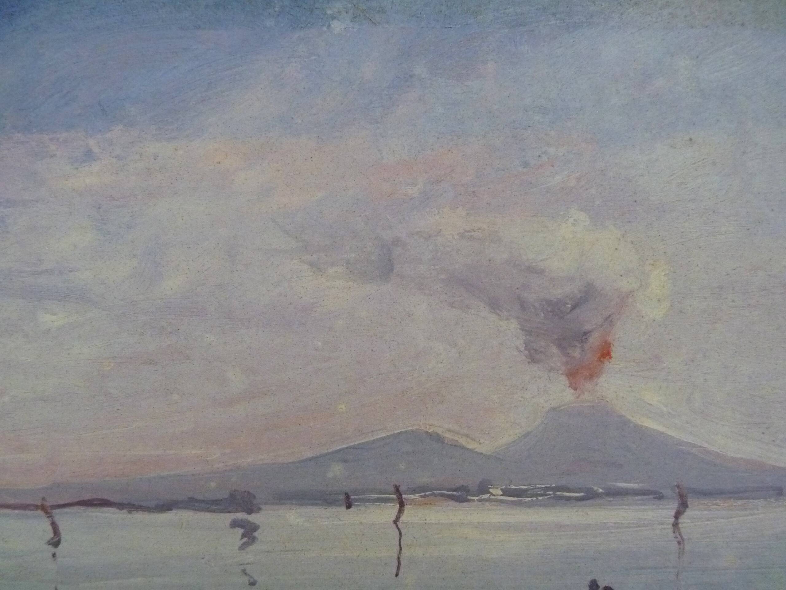 Oil on wood by Riccardo Capone fishermen Italy 50s 60s