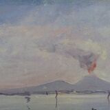 Huile sur bois de Riccardo Capone pêcheurs Italie Années 50 60