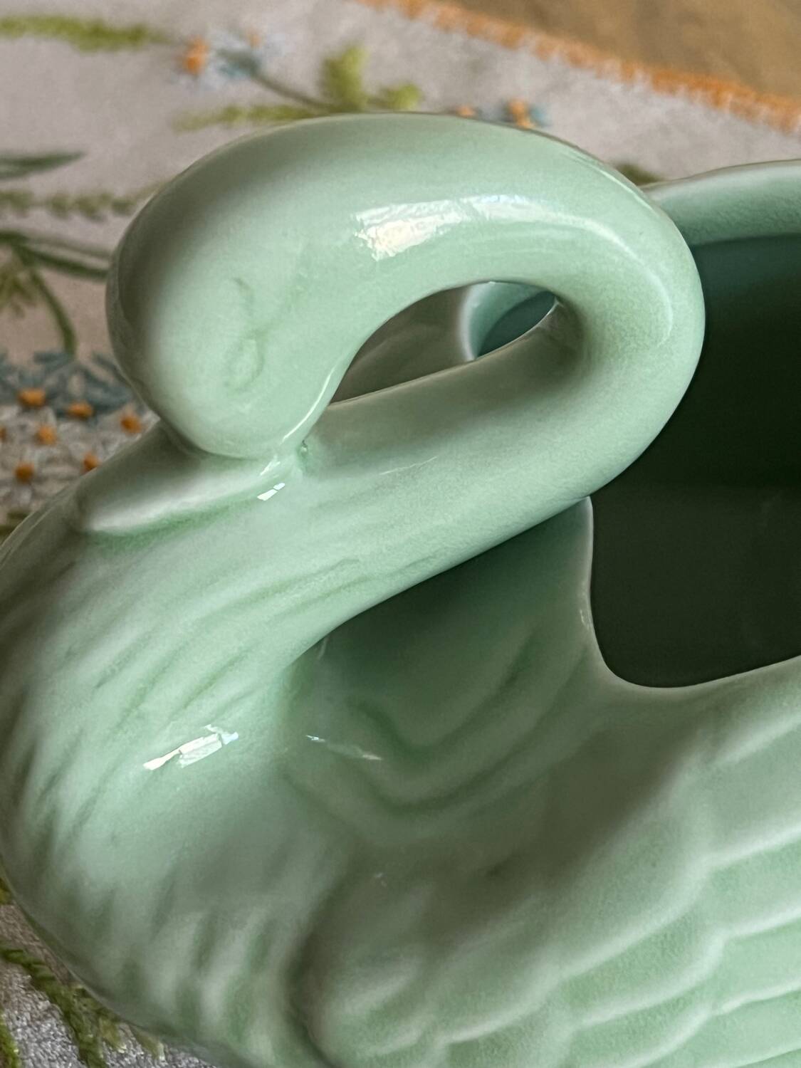 Almond green ceramic swan