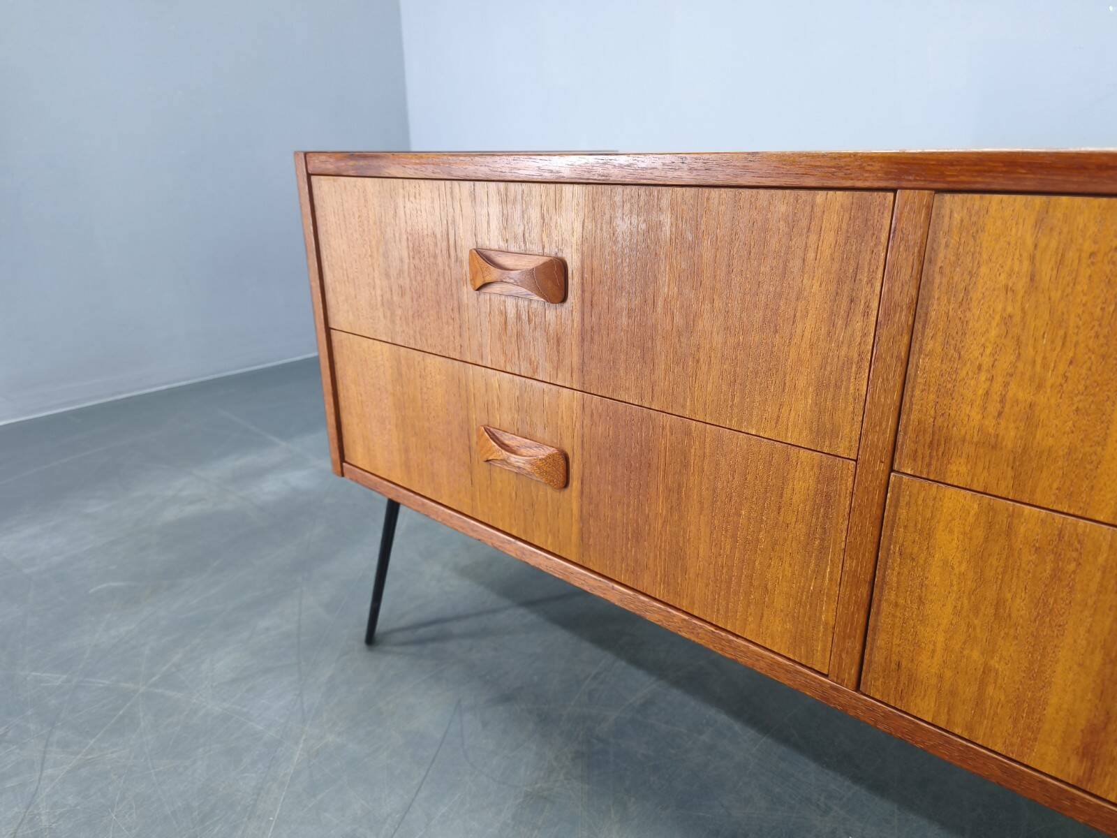 Mid-Century Danish Sideboard with Teak Veneer and Hairpin Legs, 1960