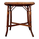 Table ou bout de canapé vintage en rotin – Style Riviera 1960