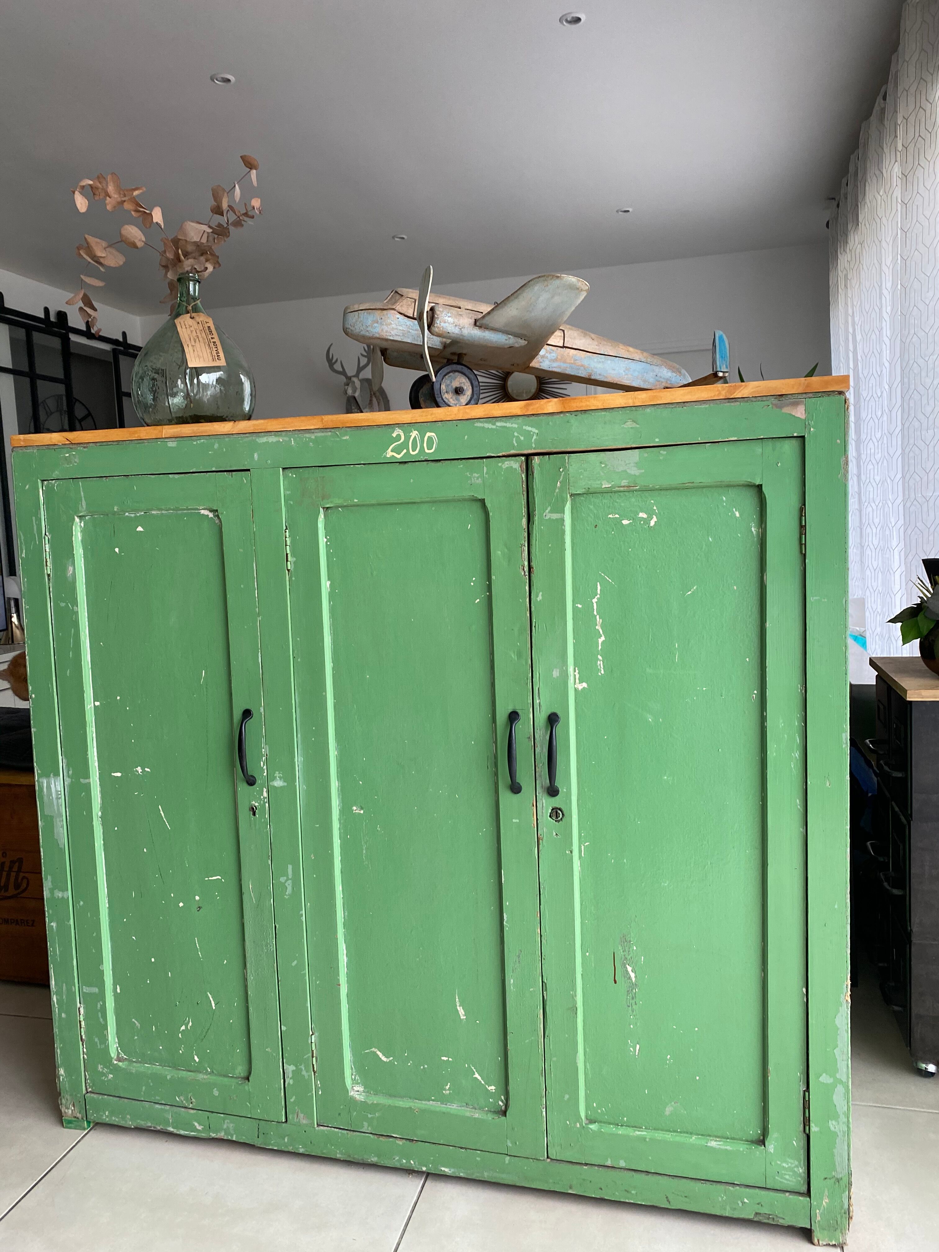 Meuble de métier en bois vintage