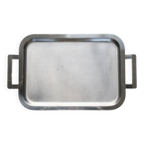 Vintage rectangular tray in shiny silver-plated metal.