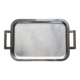 Vintage rectangular tray in shiny silver-plated metal.