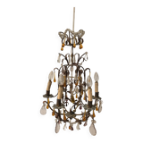 Louis XV style cage chandelier with pendants and drop of water XX century