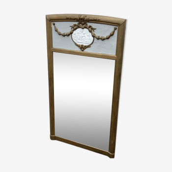 Old trumeau with beveled mirror