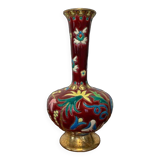Vase soliflore émaux Longwy ancien