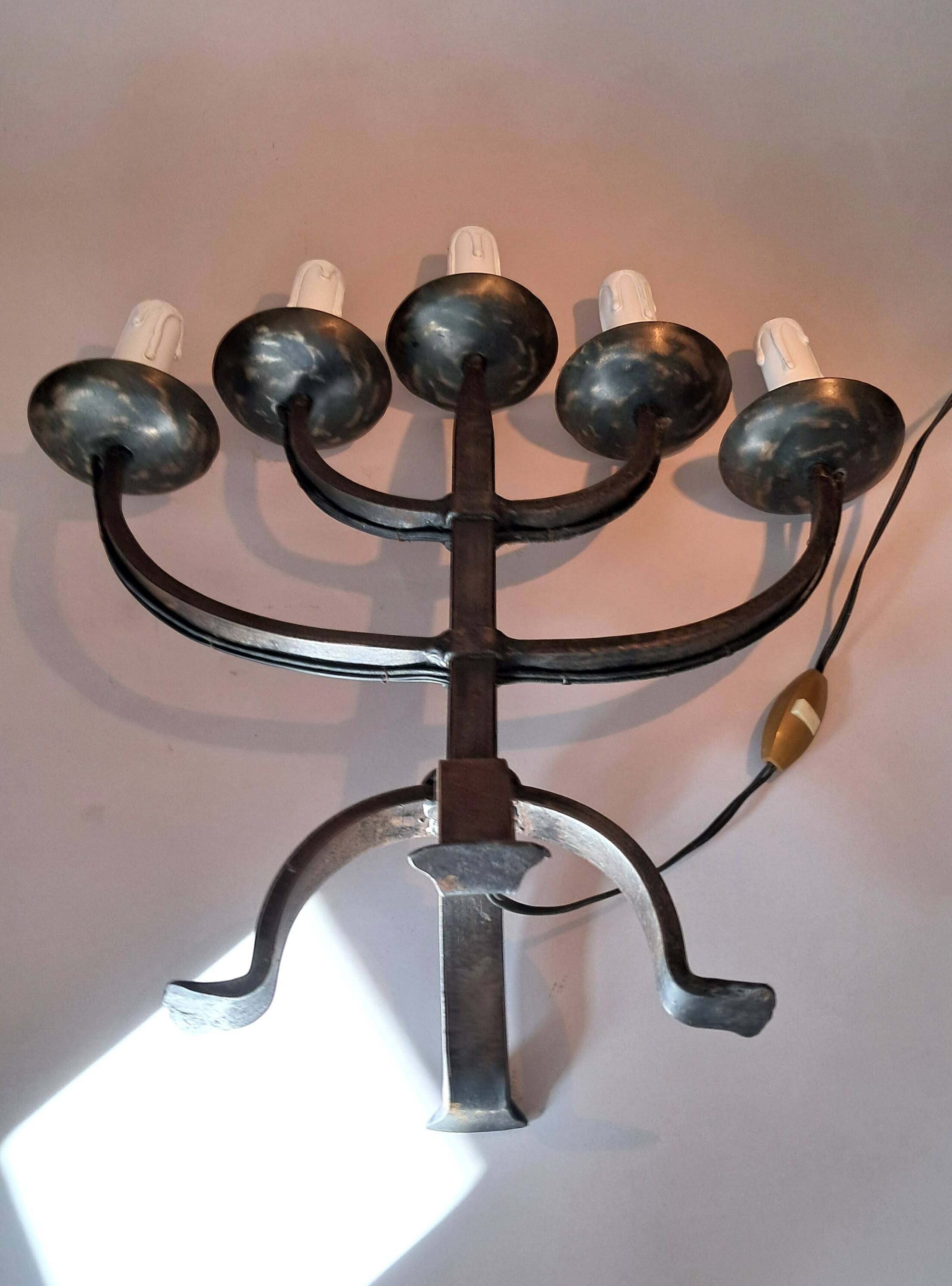 Brutalist 5-light candelabra 1950/1960.