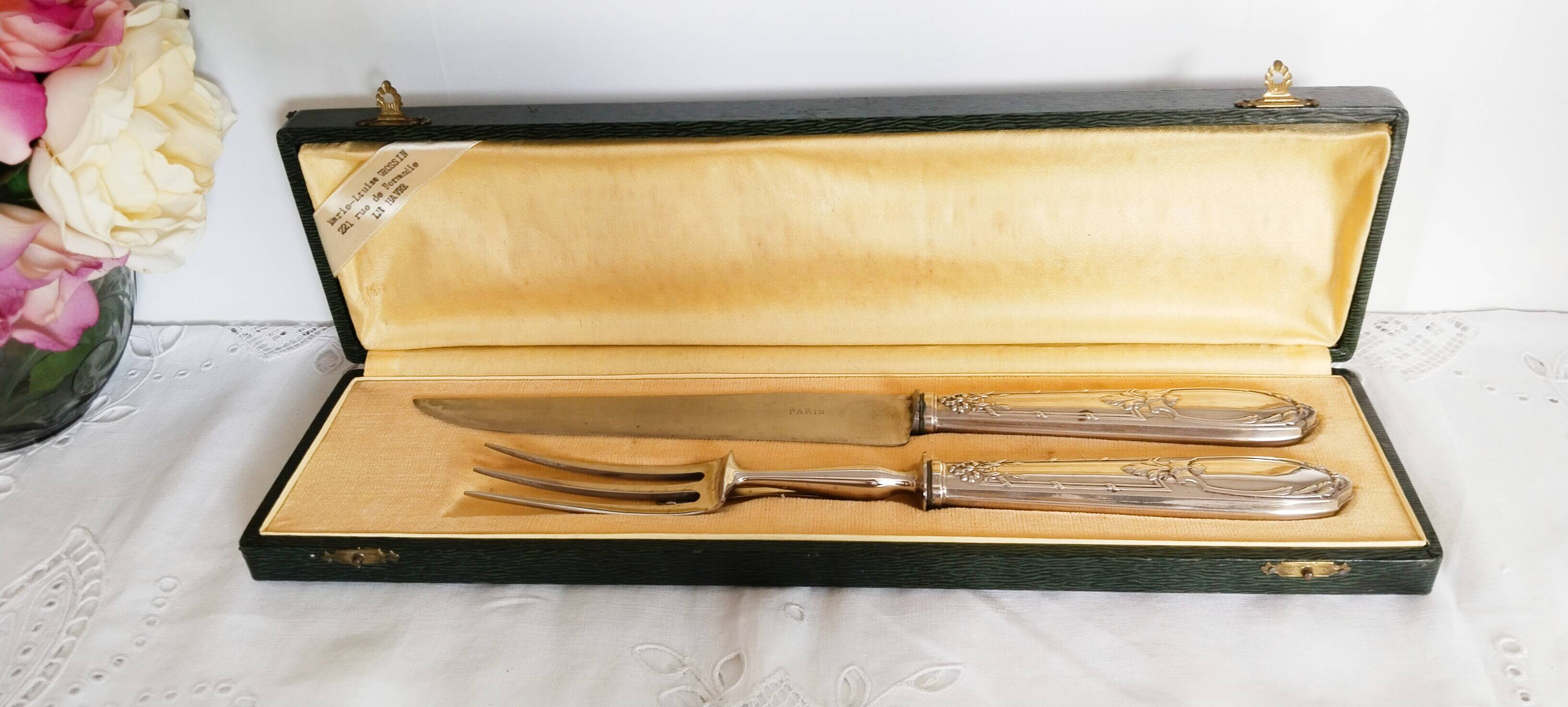 Service à découper le gigot en argent , XIX ème