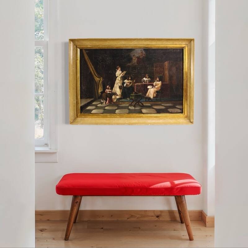Italian interior scene painting signed F. Bonati 1913