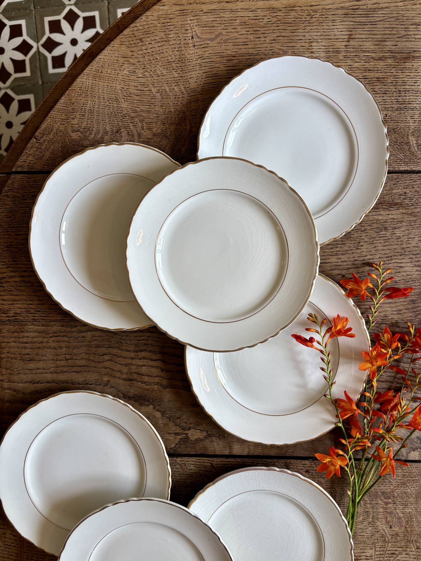 Set of 8 vintage dessert plates Moulin des Loups
