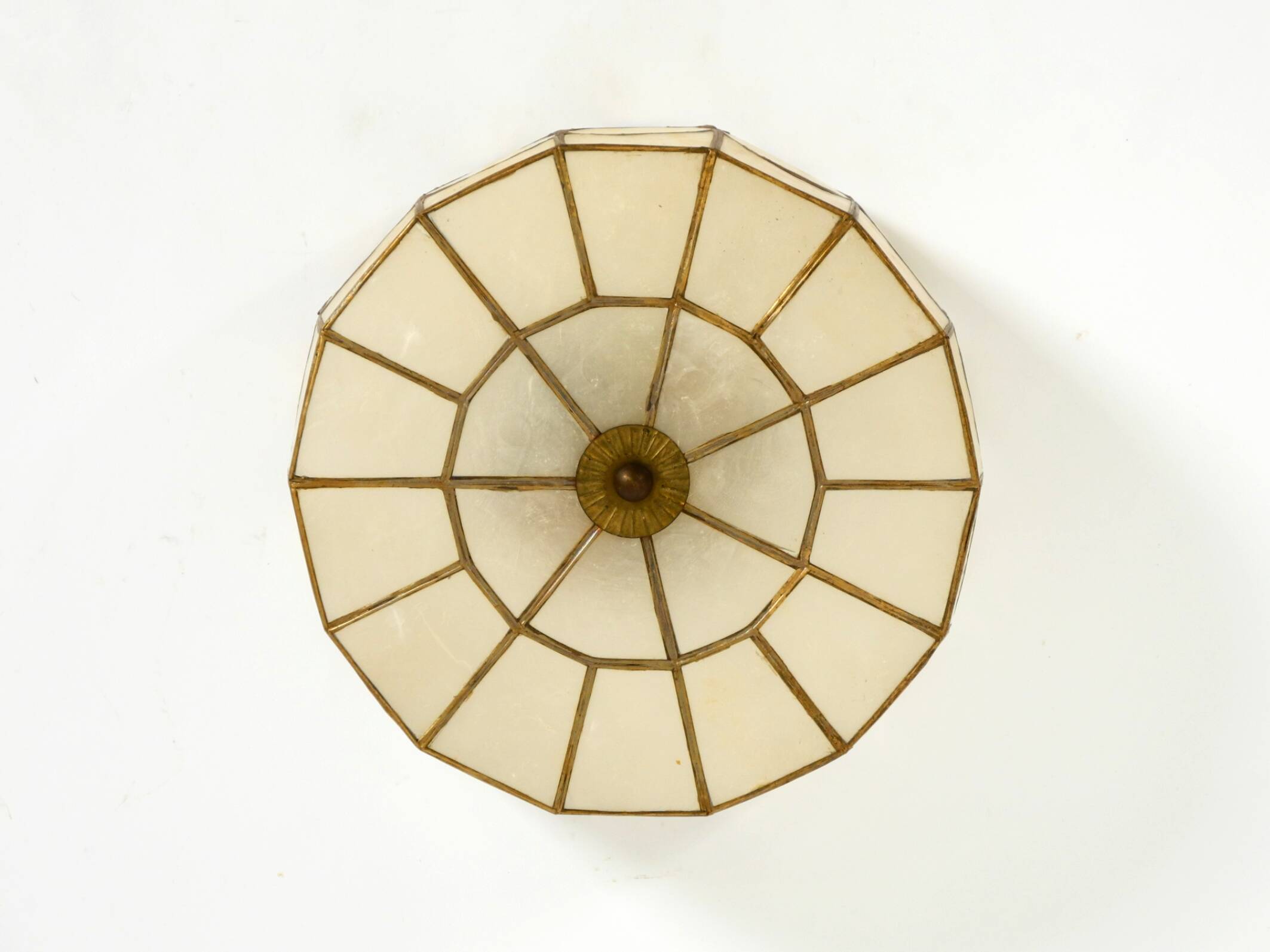 Beautiful round Mid-Century Modern ceiling or wall lamp made of Capiz