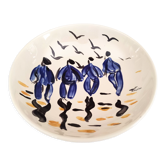 Empty pocket cup plate known as Sarreguemines earthenware cap plate KG Salé blue by Sanséau