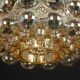 Large amber bubble glass pendant light by Helena Tynell for Limburg, Germany, 1970s.