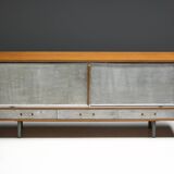 Mid-Century Modern Sideboard with Hammered Metal Façade, France, 1960s