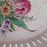 Set of earthenware Lunéville: small plate, oval dish + basket. Openwork edges.