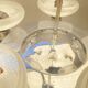 Art Deco Chrome Chandelier with Glass Bowl Shades