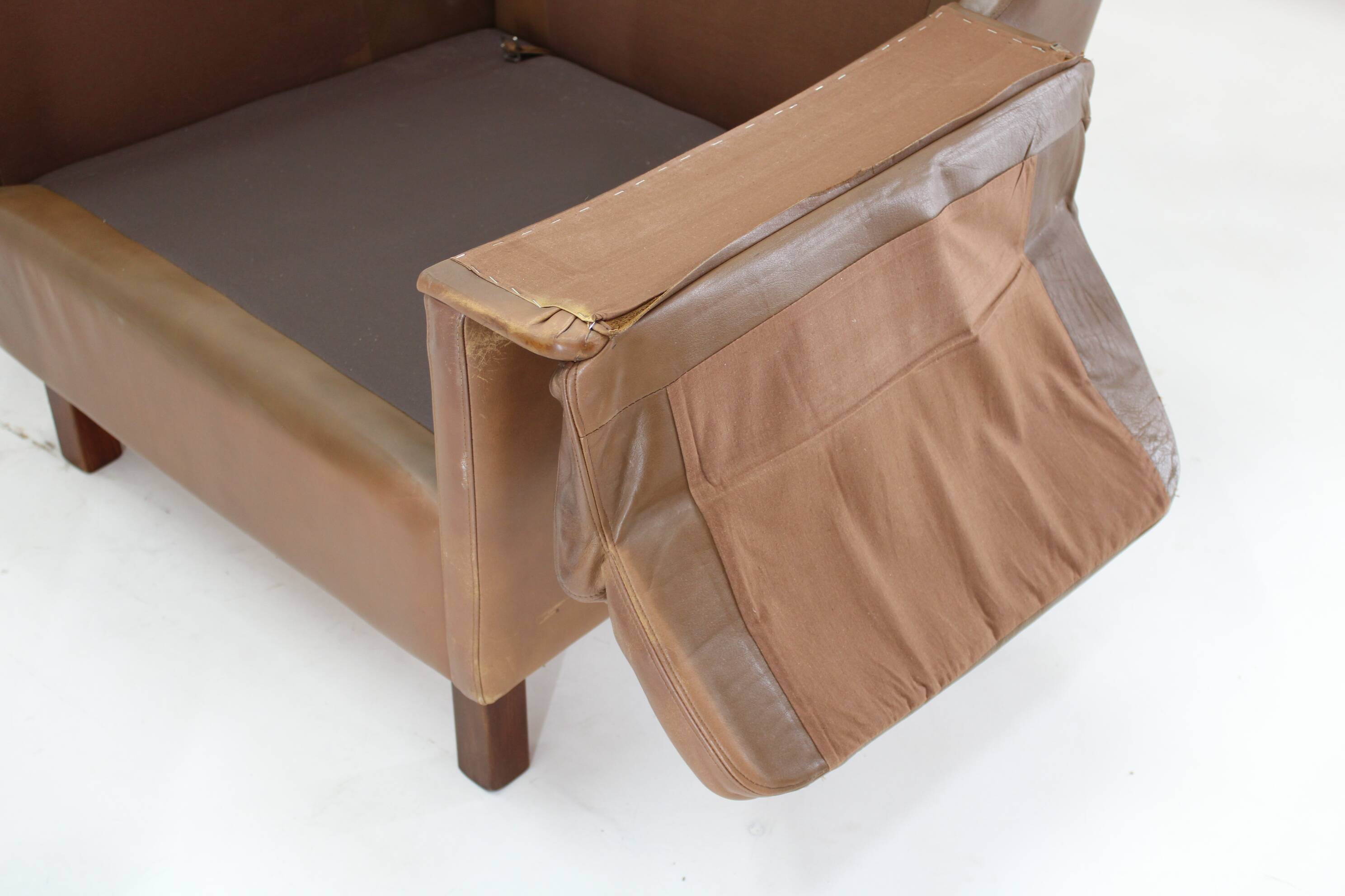 1970s Pair of Brown Leather Armchairs, Denmark