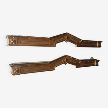 Paire de rideaux de cantonnière en bois doré XIXe siècle Italie Baldaquin lombard