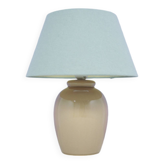 Vintage taupe table lamp green lampshade