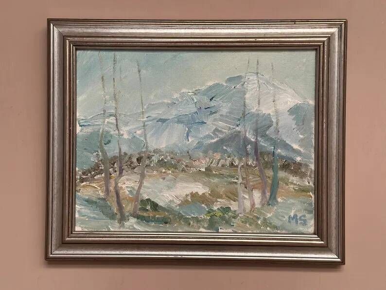 Original Swedish Oil Painting - "Nature Scene" by Maja Sjöberg - Signed - Vintage and Framed - 35.5 × 43.5 cm (14" × 17.1")
