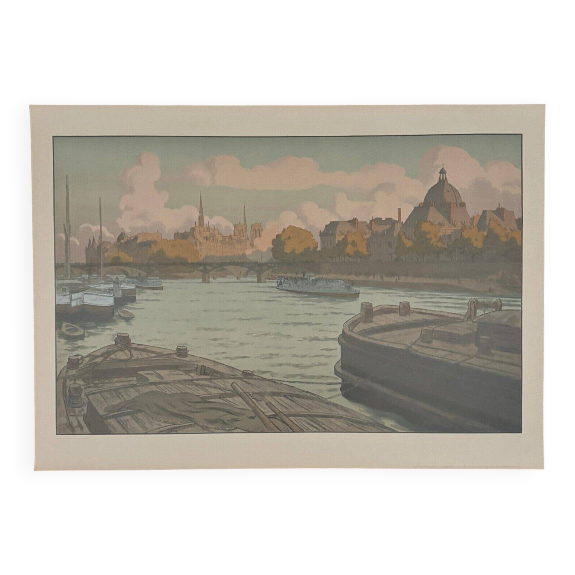 Lithograph by Henri Rivière Parisian Landscapes - The Institute and the City