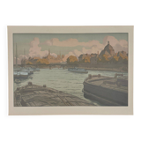 Lithograph by Henri Rivière Parisian Landscapes - The Institute and the City