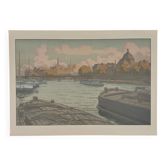 Lithograph by Henri Rivière Parisian Landscapes - The Institute and the City
