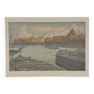 Lithograph by Henri Rivière Parisian Landscapes - The Institute and the City