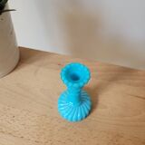 Blue opaline candle holder