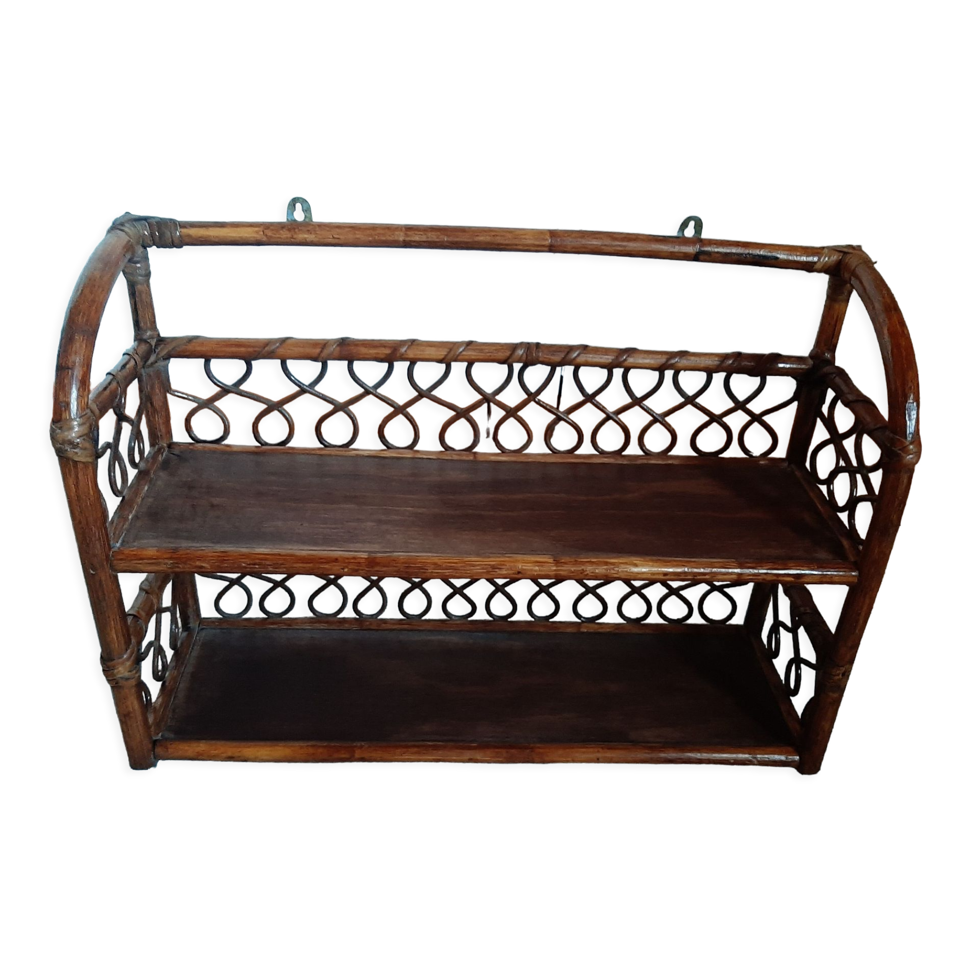 Rattan wall shelf 2 levels