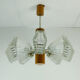 1960s temde 8-light pendant lamp sputnik chandelier teak glass metal