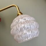 Vintage globe wall light in white Clichy glass