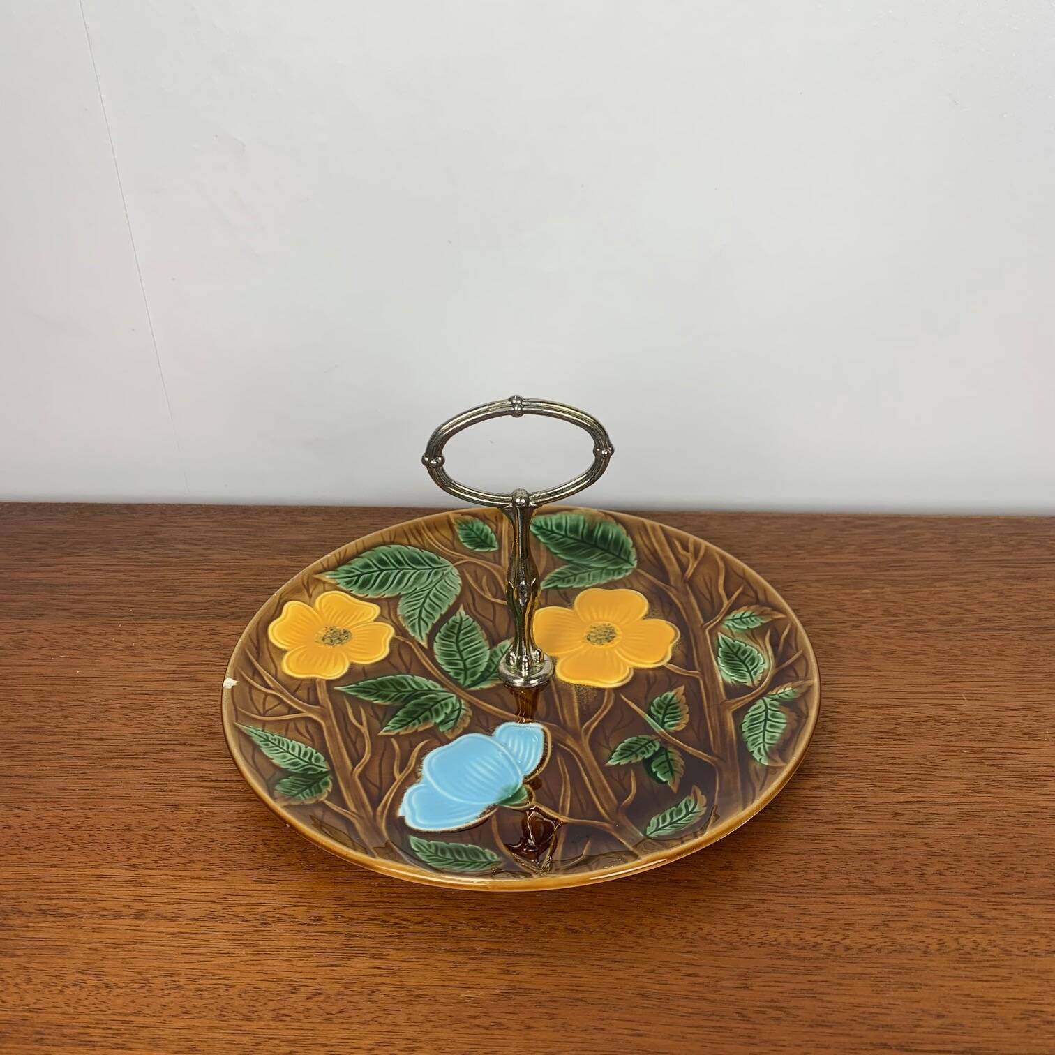 Barbotine Serving Tray, Sarreguemines, 1950